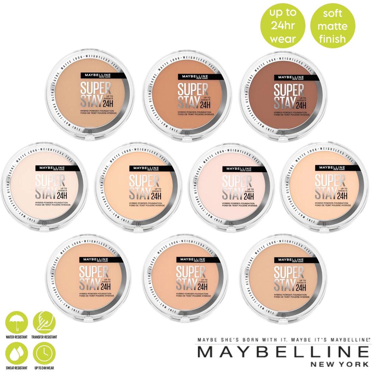 Polvo compacto Superstay Full coverage 24H (tono 120) 6g Maybelline